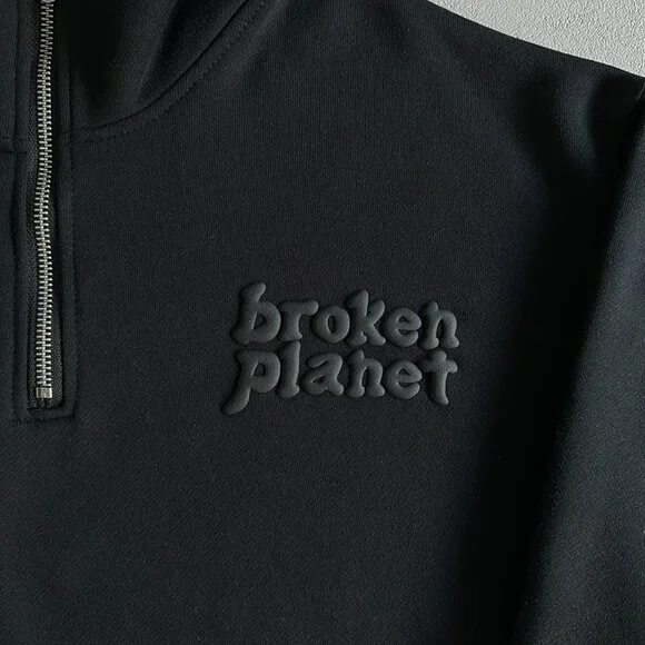 Broken Planet Basics Quarter Zipjumper Black